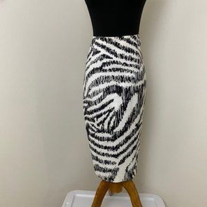 Black and Cream Zebra Print Pencil Skirt
